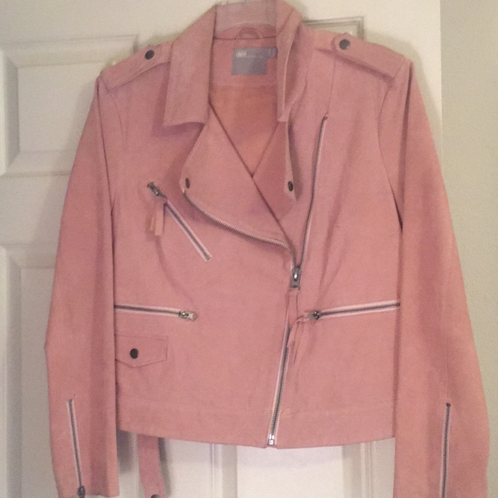 Pink Suede Moto Jacket